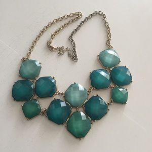 Teal Geometric Statement Necklace 🔹 21.5” length